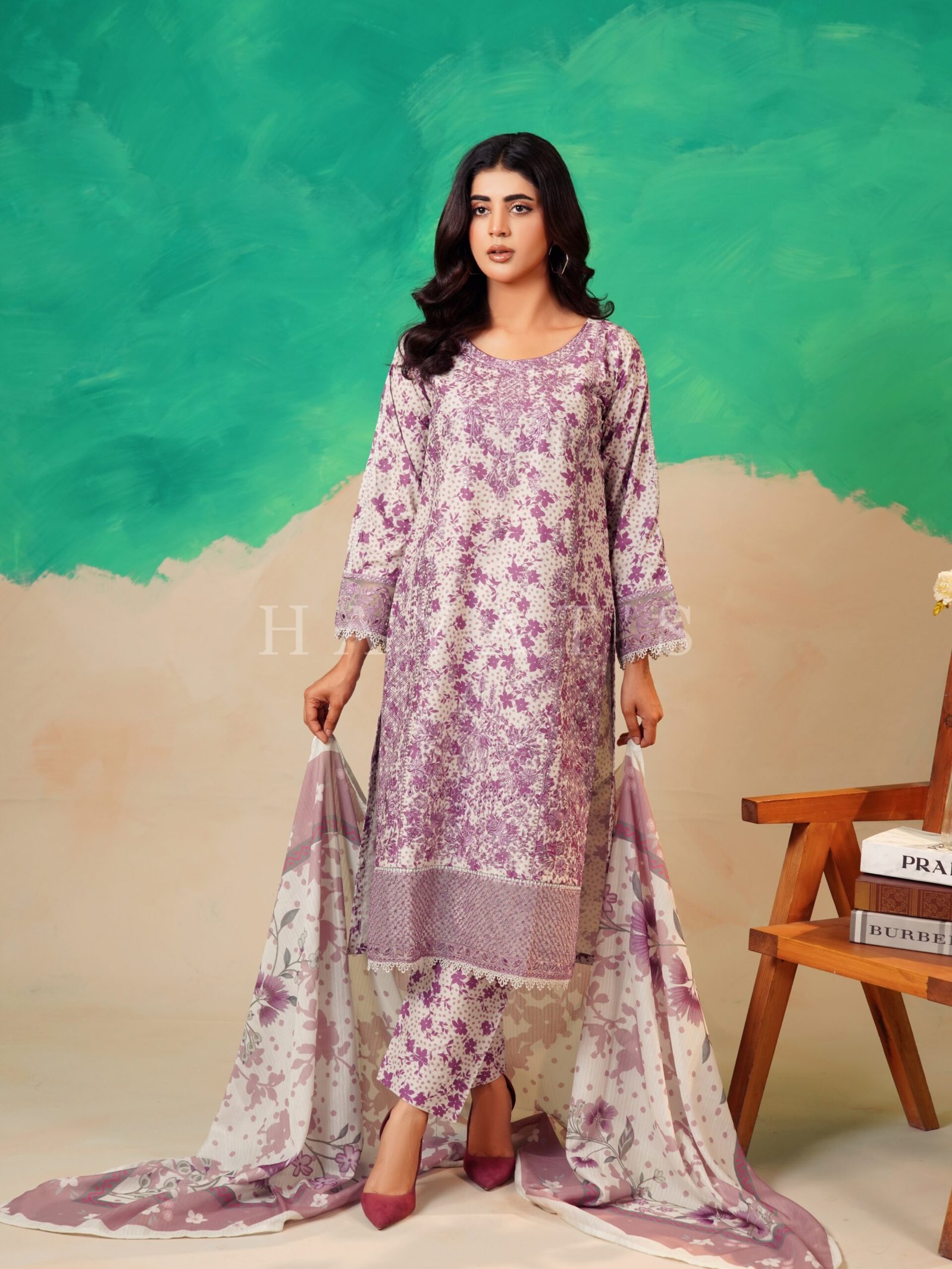 Ronk-E-Eid PrintKari - Dusty Purple