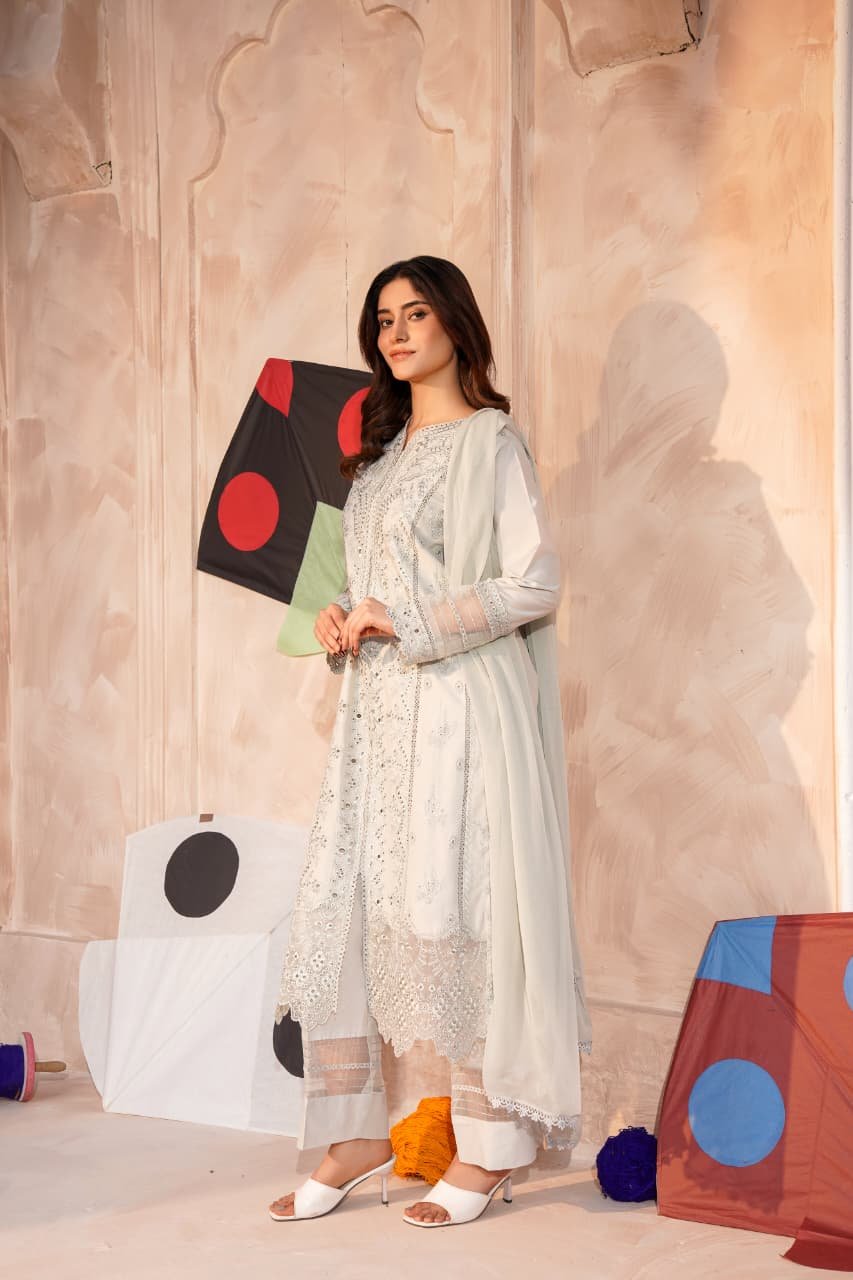 Zeenat-e-Hayat 3PC Ice Grey