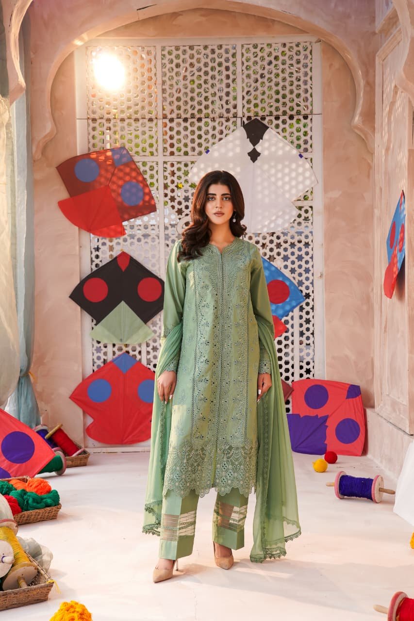 Zeenat-e-Hayat 3PC Sage Green
