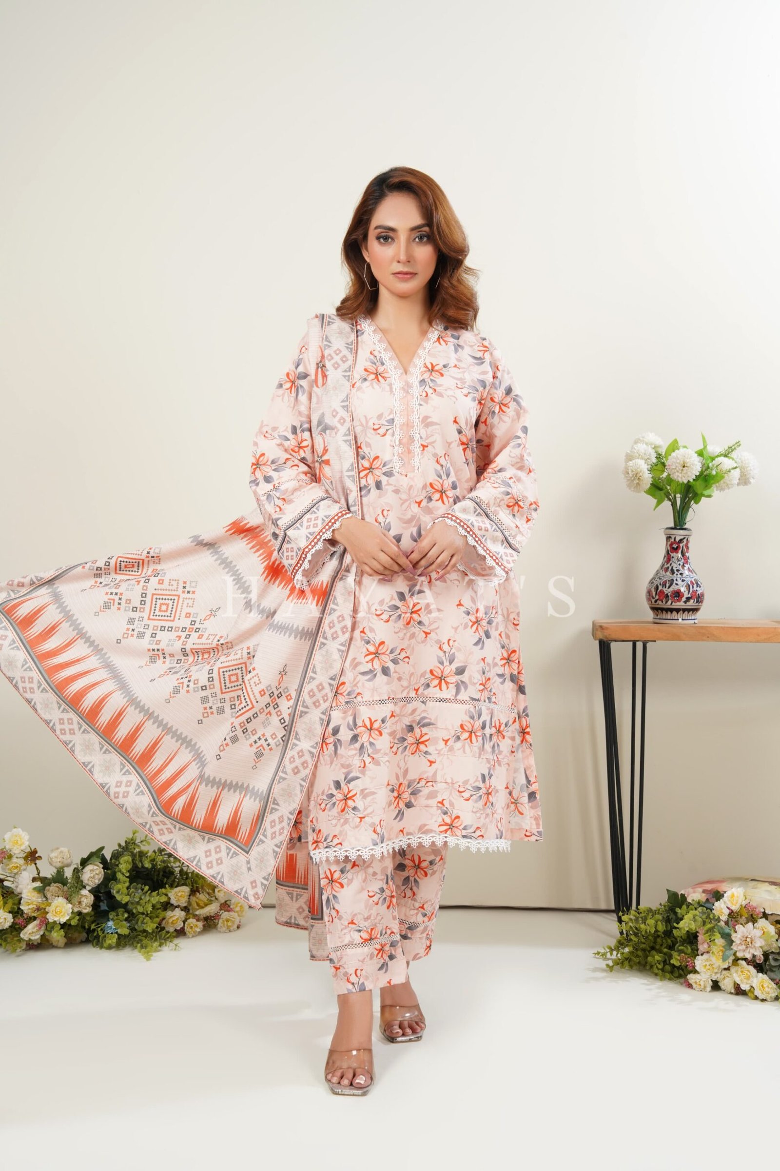 Rang-e-Hayat 3PC Peach Blush