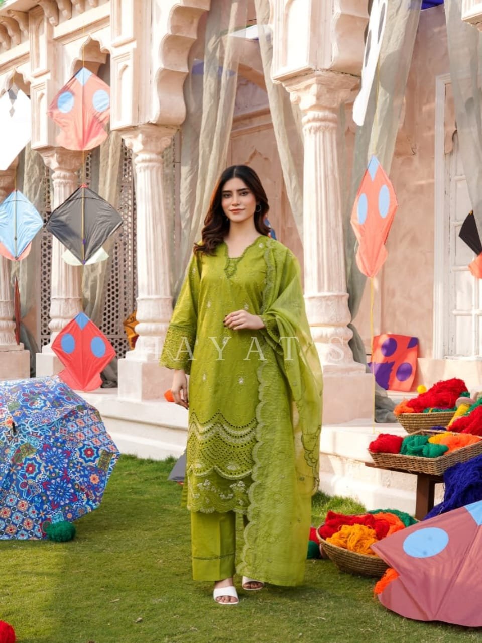 Gul-e-Bahar 3PC Lime Green