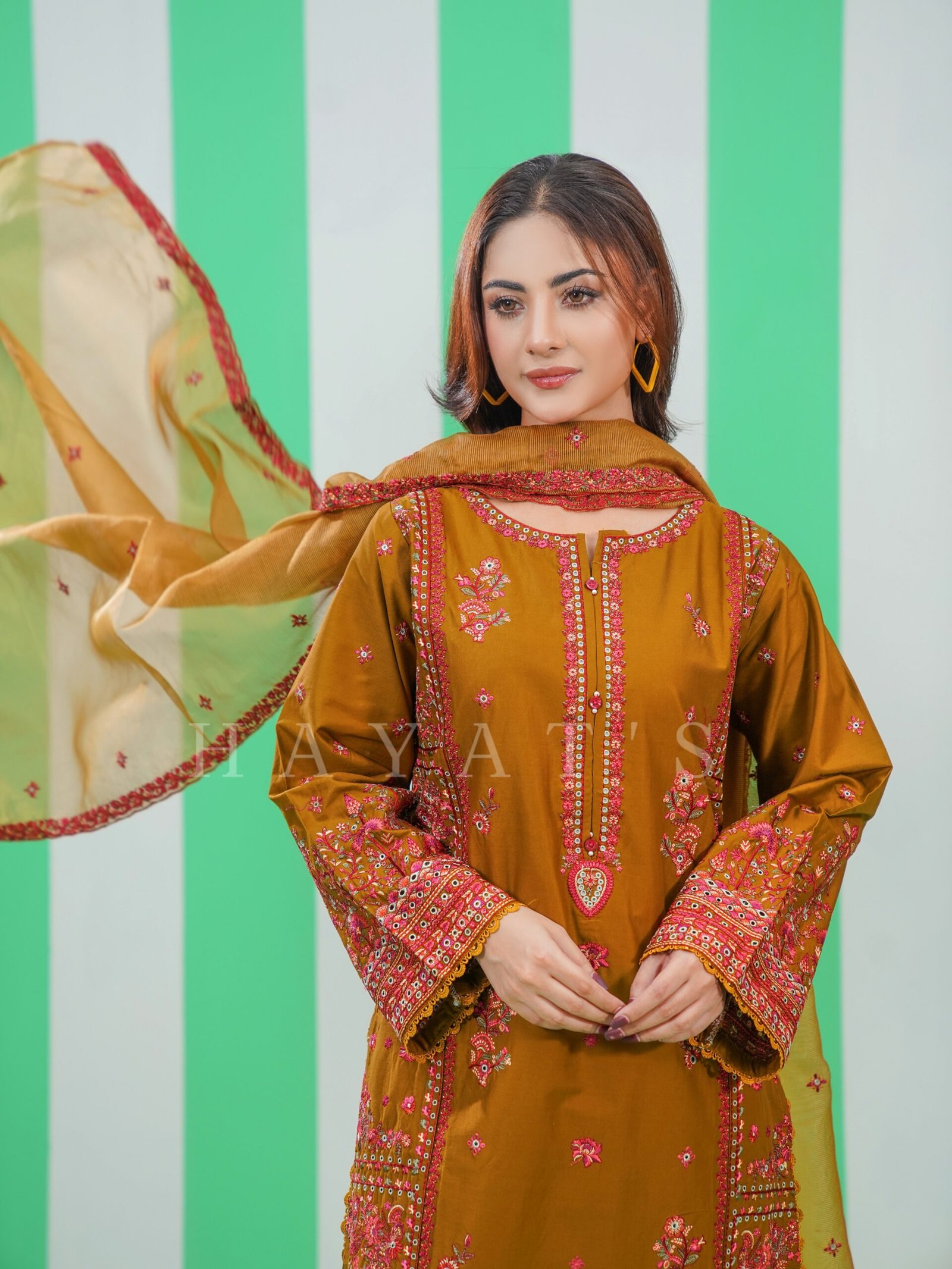 Autumn Hayat - 3PC Mustard Ochre